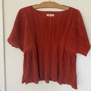 Burnt Orange Ribbed Madewell Blouse